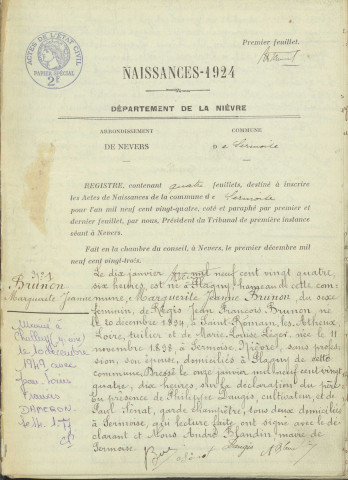 Sermoise-sur-Loire : actes d'état civil.