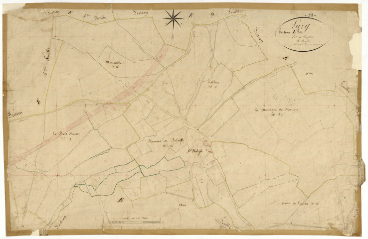 Luzy, cadastre ancien : plan parcellaire de la section E dite de la Chaise et des Baudins, feuille 5
