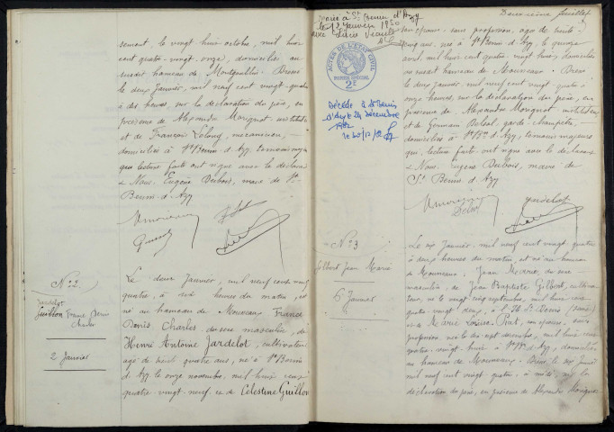 Saint-Benin-d'Azy : actes d'état civil (naissances).