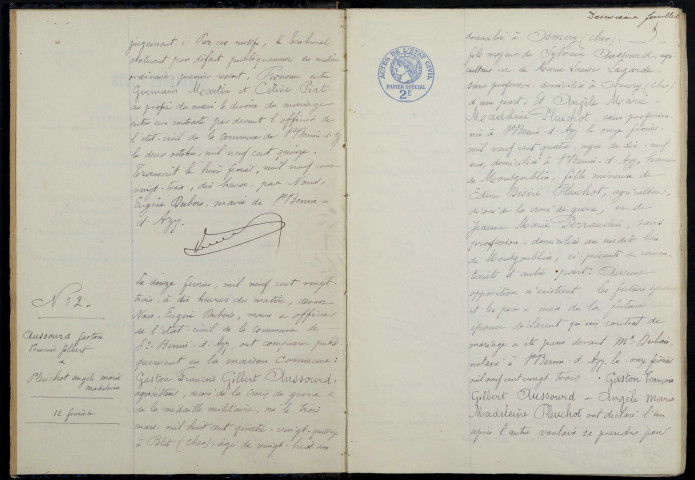 Saint-Benin-d'Azy : actes d'état civil (mariages).