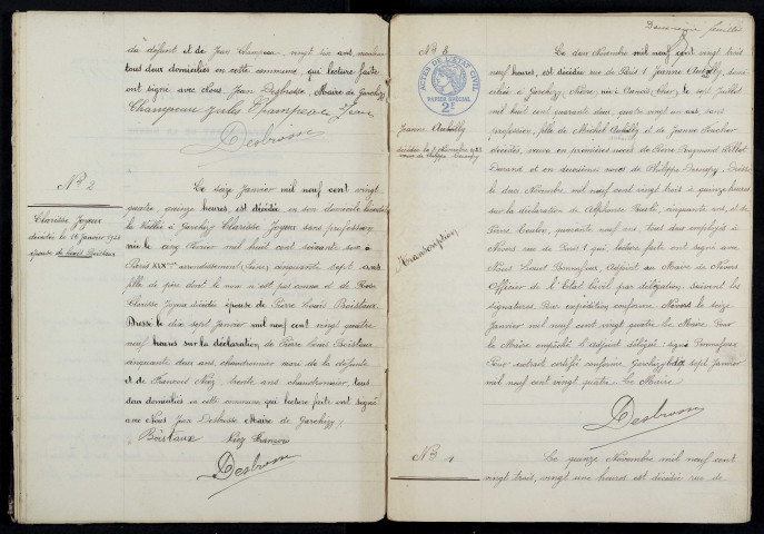 Garchizy : actes d'état civil (décès).