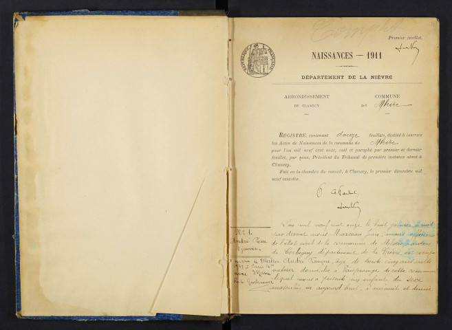 Mhère : actes d'état civil.