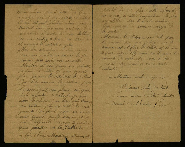 BORNET (Maria), à Frasnay, commune de Saint-Aubin-les-Forges (Nièvre) : 1 lettre.
