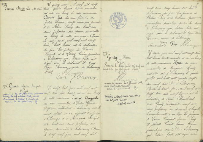 Vielmanay : actes d'état civil.