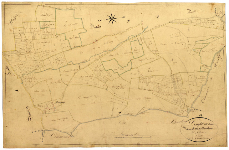 Dompierre-sur-Héry, cadastre ancien : plan parcellaire de la section B dite de Chanteloup, feuille 2