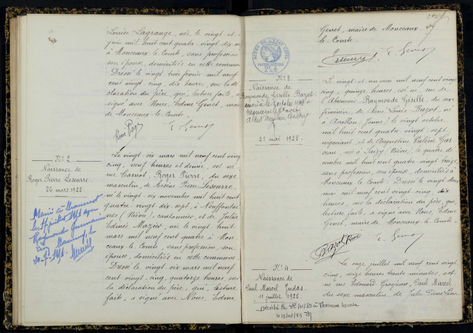 Monceaux-le-Comte : actes d'état civil.