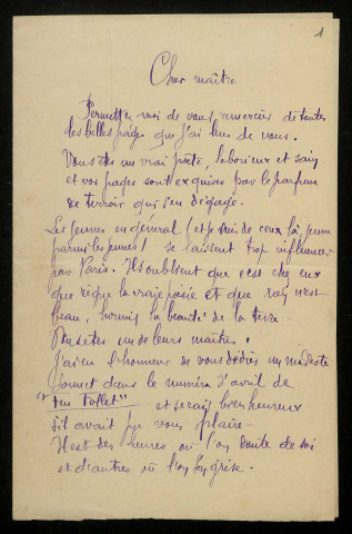 POUZIN (Joseph), poète à Saint-Paul-lès-Romans (Drôme) : 1 lettre.