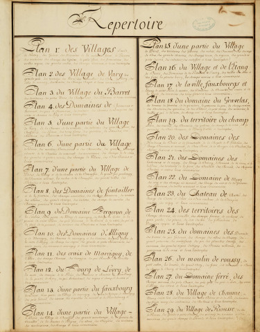 Atlas des plans des terres et seigneuries du prieuré de Saint-Pierre-le-Moûtier.