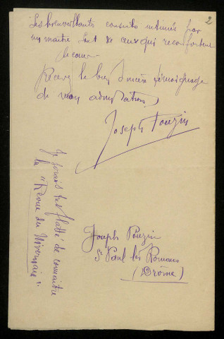 POUZIN (Joseph), poète à Saint-Paul-lès-Romans (Drôme) : 1 lettre.