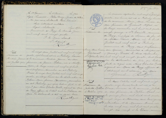 Pazy : actes d'état civil.