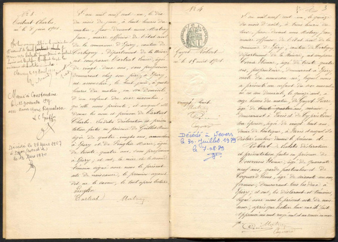 Epiry : actes d'état civil.