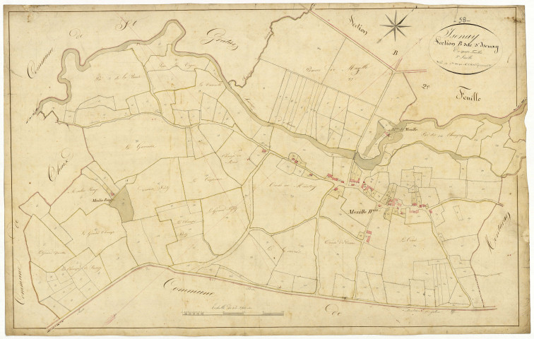 Isenay, cadastre ancien : plan parcellaire de la section B dite d'Isenay, feuille 3