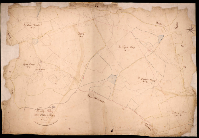 Tazilly, cadastre ancien : plan parcellaire de la section E dite de Rigny, feuille 3