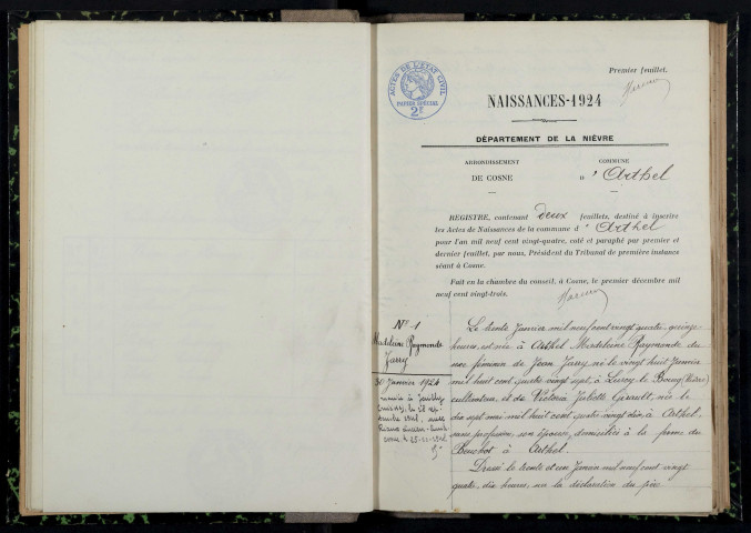 Arthel : actes d'état civil.