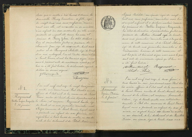 Saint-Vérain : actes d'état civil, table décennale.