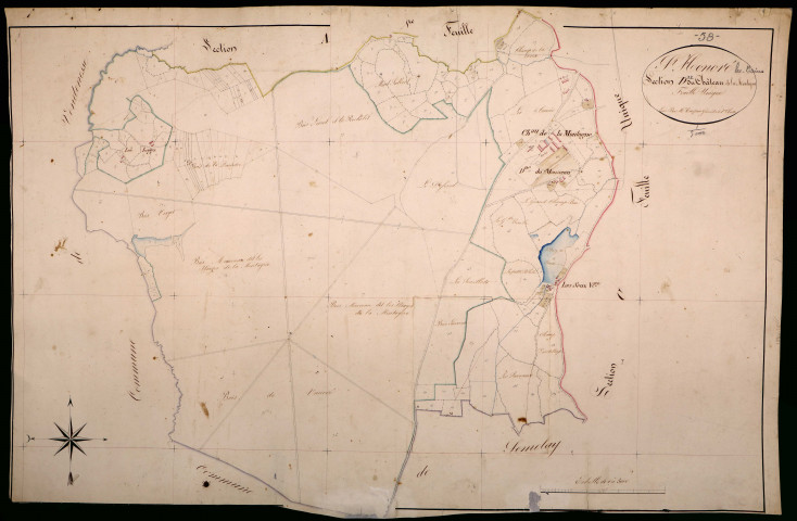 Saint-Honoré-les-Bains, cadastre ancien : plan parcellaire de la section D dite du Château de la Montagne