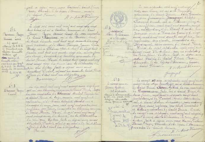 Saint-Péreuse : actes d'état civil.