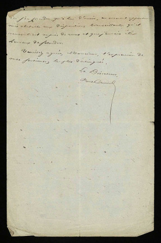 CAMET (Paul), directeur des contributions indirectes de la Nièvre : 1 lettre.