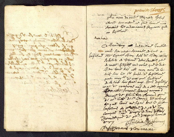 Ougny : registres paroissiaux.