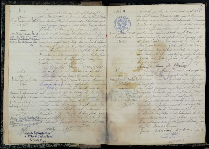 Myennes : actes d'état civil.