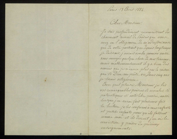MOULIN (Hippolyte), graveur (1809-1891) : 2 lettres.