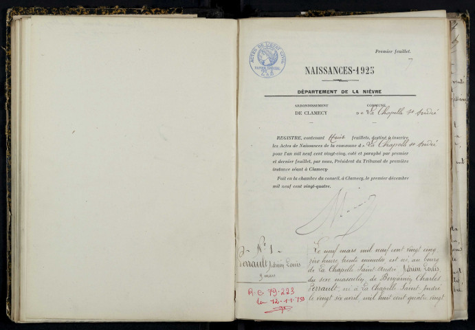 La Chapelle-Saint-André : actes d'état civil.