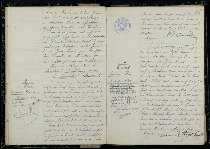 Menestreau : actes d'état civil.