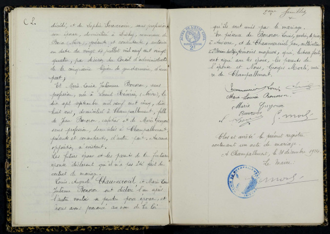 Champallement : actes d'état civil.