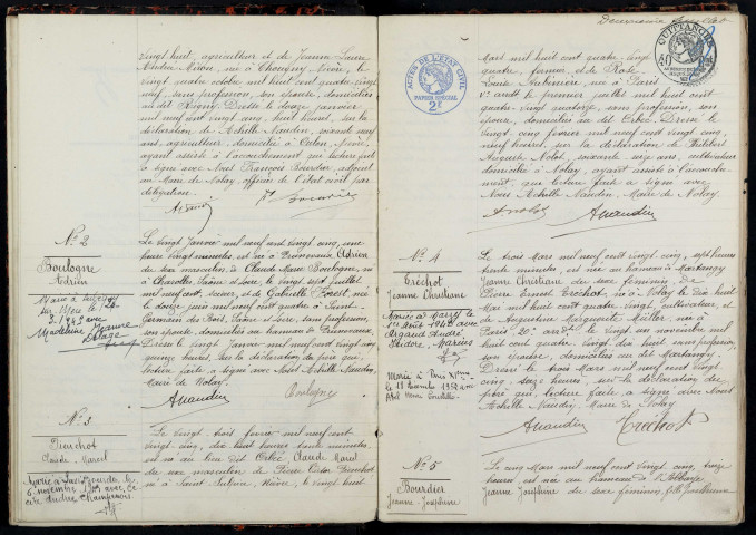 Nolay : actes d'état civil.