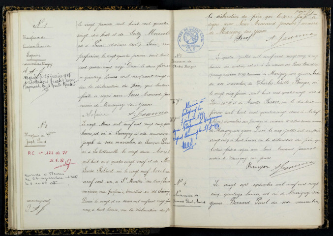 Marigny-sur-Yonne : actes d'état civil.