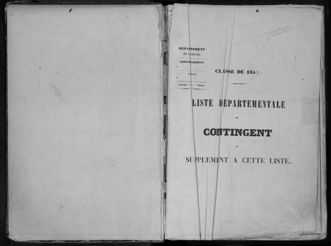 Liste départementale du contingent, classe 1859 : répertoire