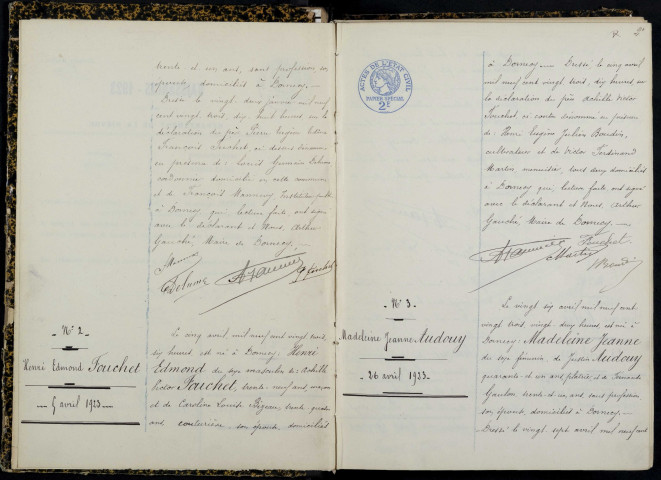 Dornecy : actes d'état civil.