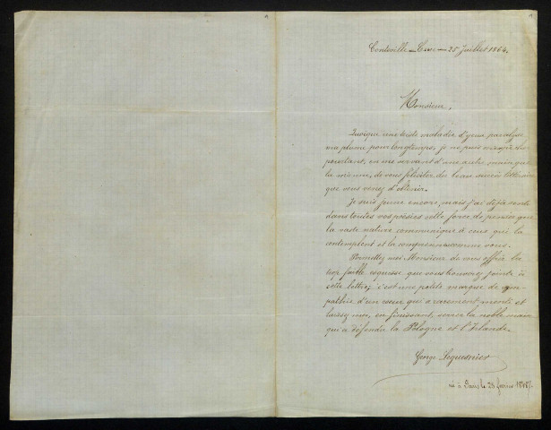 LE GUESNIER (Georges), écrivain à Conteville (Eure) (né en 1848) : 2 lettres.
