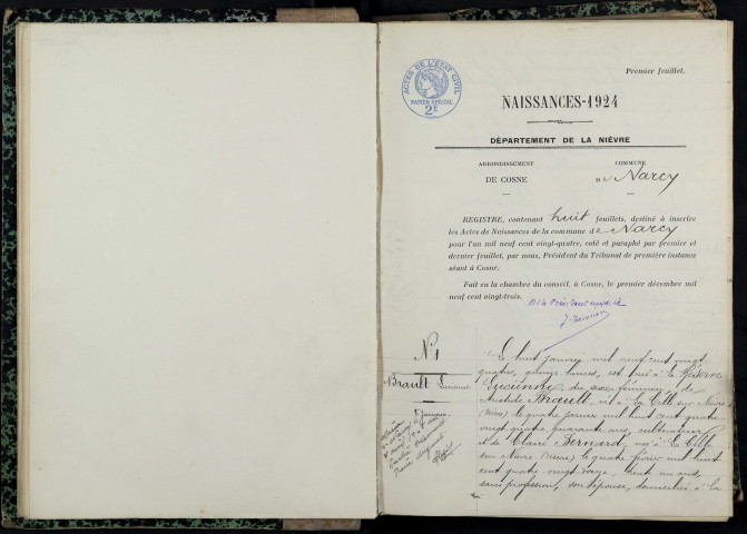 Narcy : actes d'état civil.