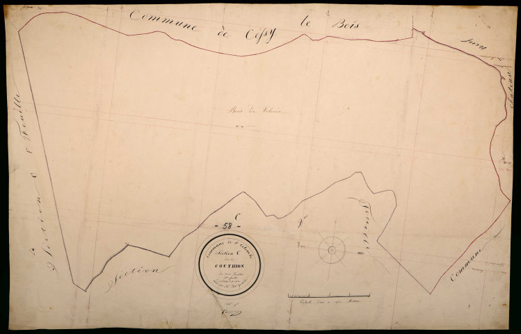 Sainte-Colombe-des-Bois, cadastre ancien : plan parcellaire de la section C dite de Couthion, feuille 3
