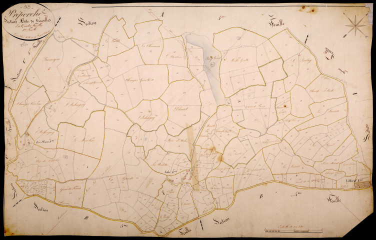 Préporché, cadastre ancien : plan parcellaire de la section A dite de Corcelles, feuille 3