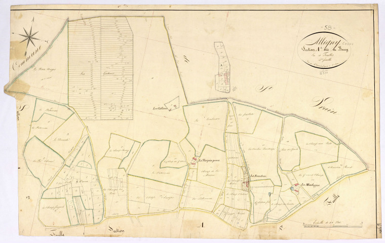 Alligny-Cosne, cadastre ancien : plan parcellaire de la section A dite du Bourg, feuille 4