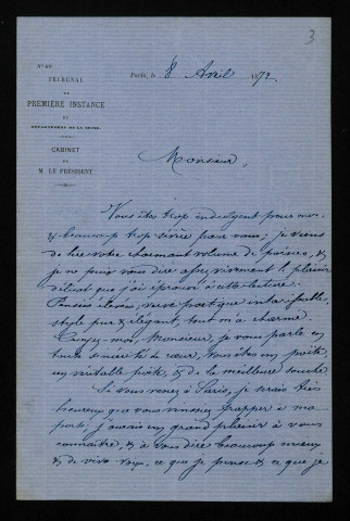 BENOIT-CHAMPY (Adrien Théodore), homme politique (1805-1872) : 2 lettres.