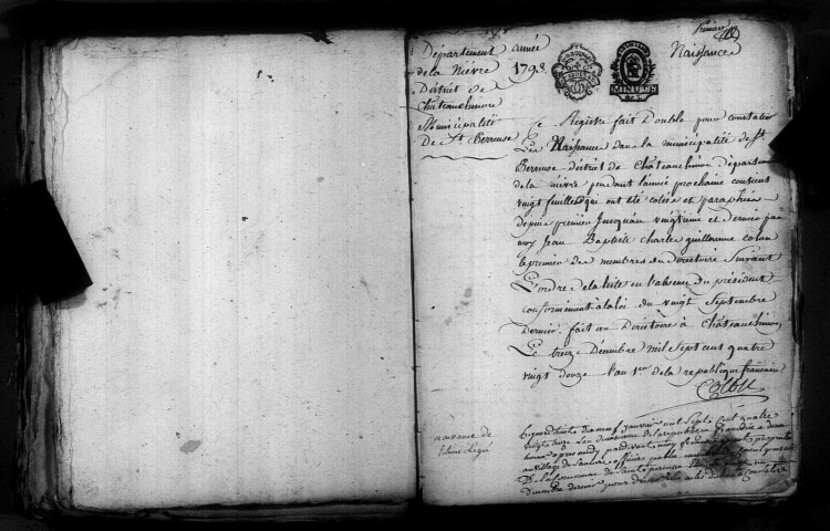 Saint-Péreuse : actes d'état civil.