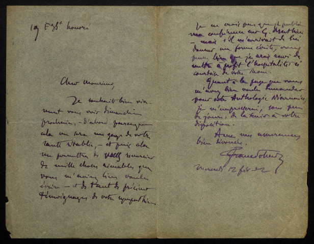 LEGRAND (Maurice), dit Franc-Nohain, écrivain (1872-1934) : 4 lettres.