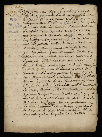Tenures roturières à Corbigny et ses environs, opposition sur la saisie du fief de Cervon : extraits du terrier.