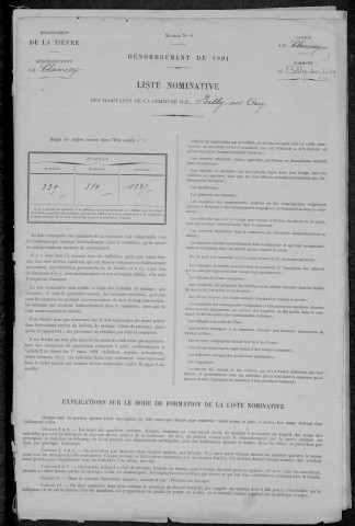 Billy-sur-Oisy : recensement de 1891