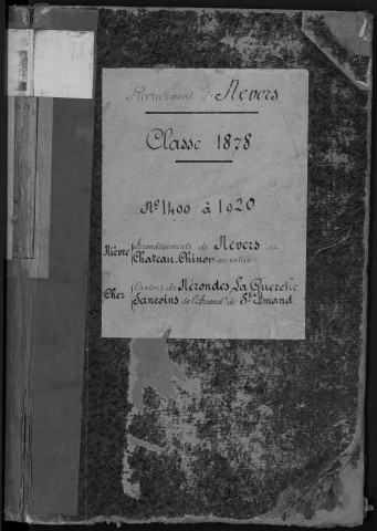 Bureau de Nevers, classe 1878 : fiches matricules n° 1499 à 1920