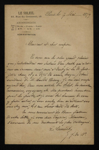 CANIVET (Charles), dit Jean de Nivelle, écrivain (1839-1911) : 4 lettres, manuscrits.