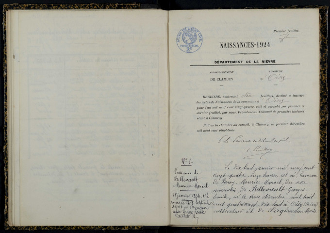 Oisy : actes d'état civil.