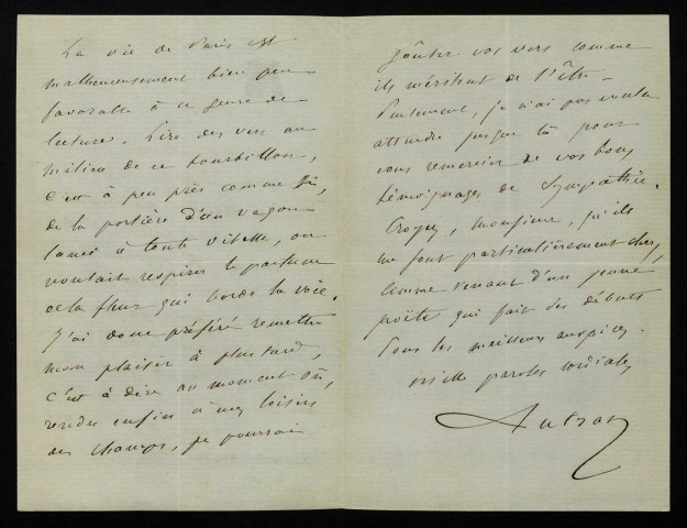 AUTRAN (Joseph), écrivain, membre de l'Académie française (1813-1877) : 5 lettres.