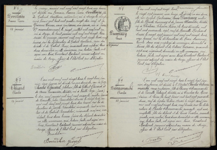 Decize : actes d'état civil (décès).