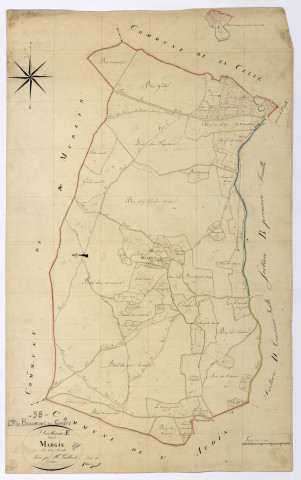 Beaumont-la-Ferrière, cadastre ancien : plan parcellaire de la section E dite de Margis