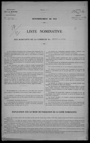 Montigny-aux-Amognes : recensement de 1931