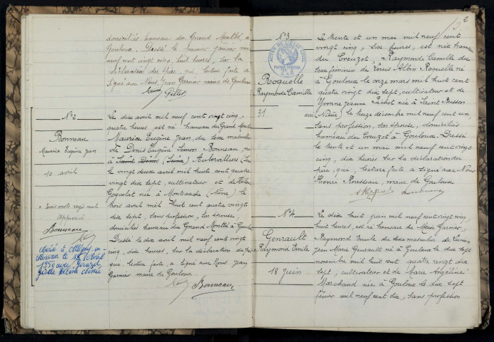 Gouloux : actes d'état civil.